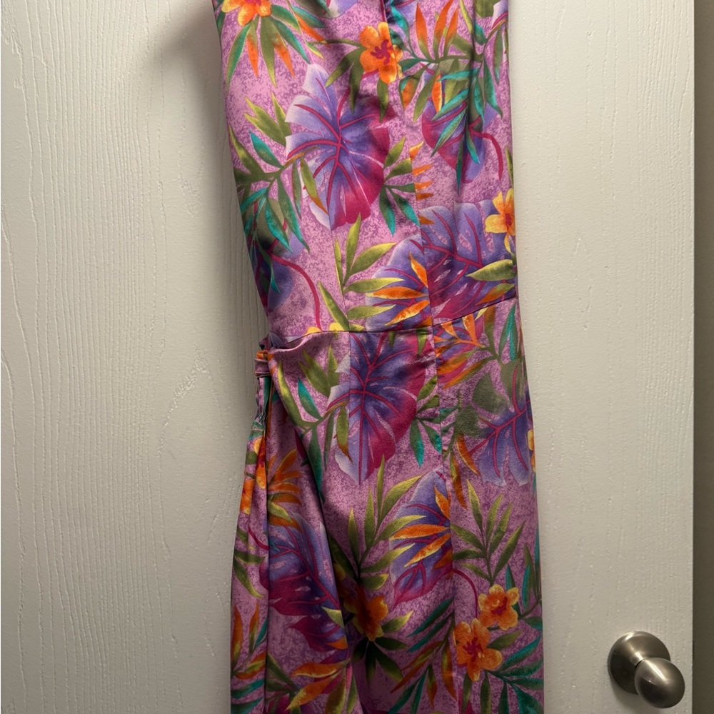 Robbie Bee Purple and Pink Floral Dress 100% Silk - Picture 6 of 8
